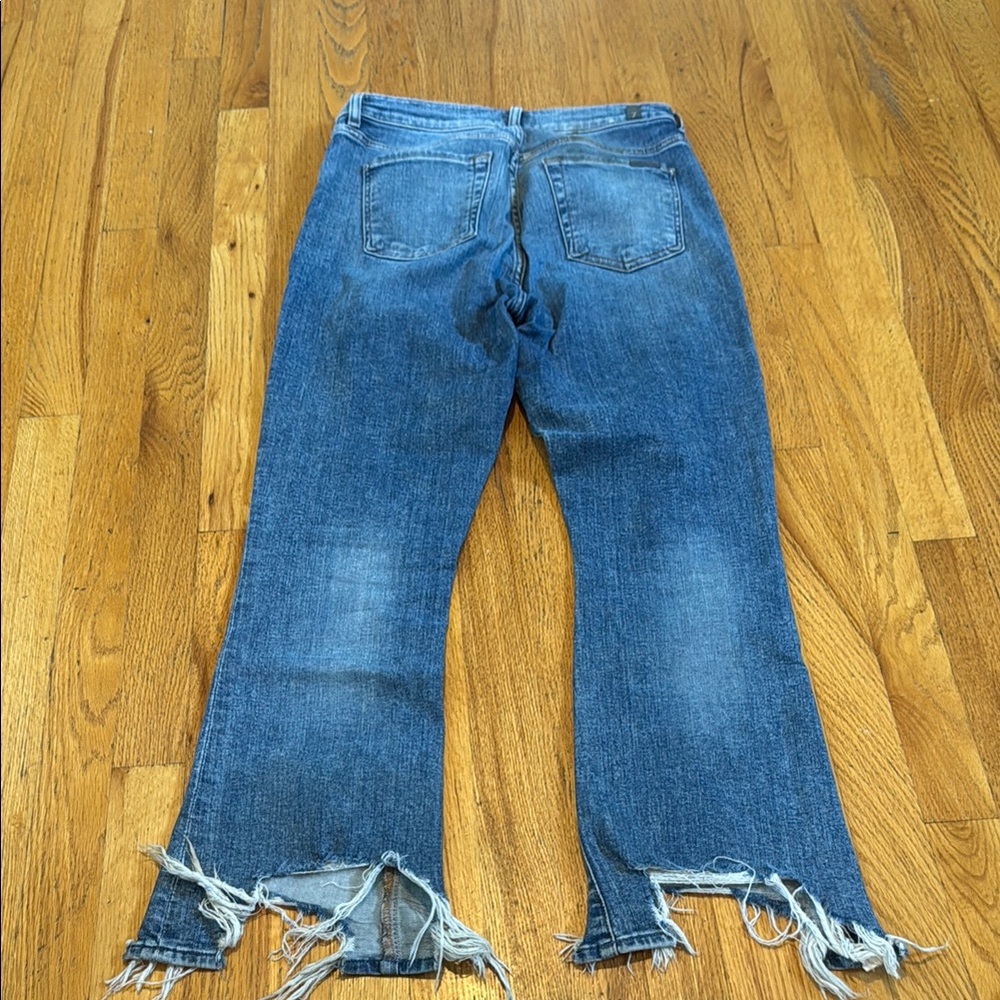 7 For All Mankind High Waist Slim Kick Distressed Blue Women's Jeans Size 28 - Picture 7 of 7